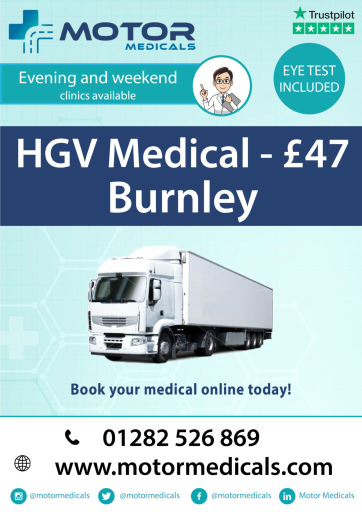 Motor Medicals Burnley Clinic - D4, Taxi, LGV, PCV, Lorry, and C1 Medicals by GMC Registered Doctors - HGV Medical only £47 - 5-star rated service