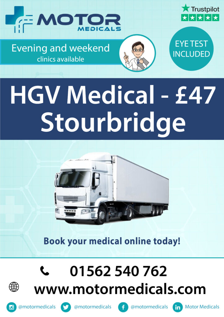 Motor Medicals Stourbridge Clinic - D4, Taxi, LGV, PCV, Lorry, and C1 Medicals by GMC Registered Doctors - HGV Medical only £47 - 5-star rated service