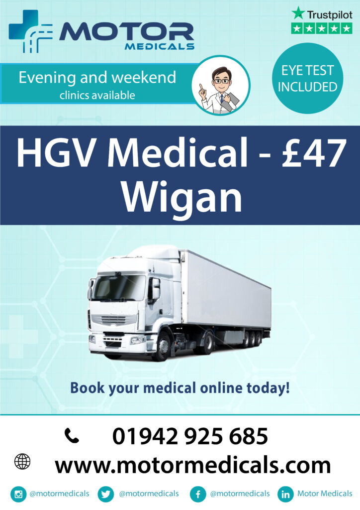 Motor Medicals Wigan Clinic - D4, Taxi, LGV, PCV, Lorry, and C1 Medicals by GMC Registered Doctors - HGV Medical only £47 - 5-star rated service