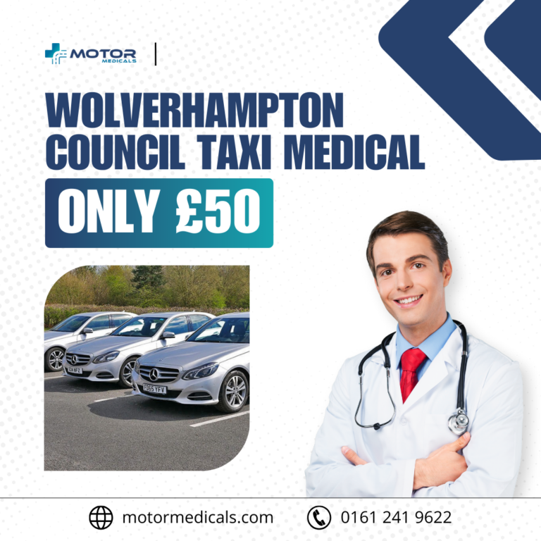 Motor Medicals Limited leaflet featuring special £50 offer on Wolverhampton taxi medical