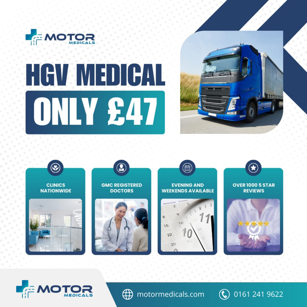 Motor Medicals Oldham Clinic - D4, Taxi, LGV, PCV, Lorry, and C1 Medicals by GMC Registered Doctors - HGV Medical only £47 - 5-star rated service