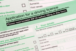 Image of the DVLA D2 form, essential for HGV and PCV license applications.