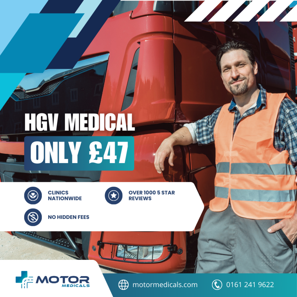 HGV medicals in Huddersfield for £47 at MotorMedicals, book online or call 01484 627 668.