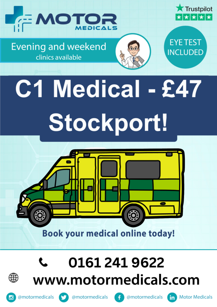 C1 Ambulance Medicals only £47 at MotorMedicals Stockport call 0161 241 9622