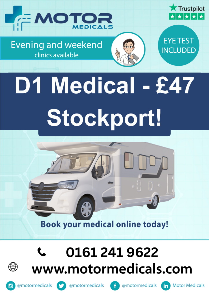 D1 Motorhome medical assessments at MotorMedicals Stockport