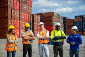 Construction workers wearing safety gear at a construction site, emphasizing the importance of safety critical medicals only £120