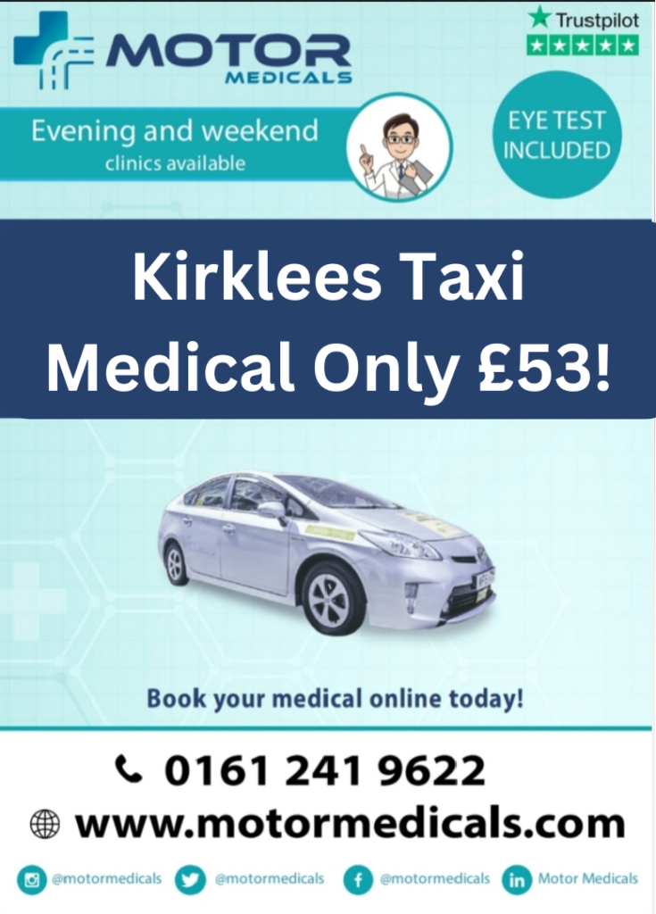 Group 2 Kirklees Taxi Medicals for £53 at MotorMedicals