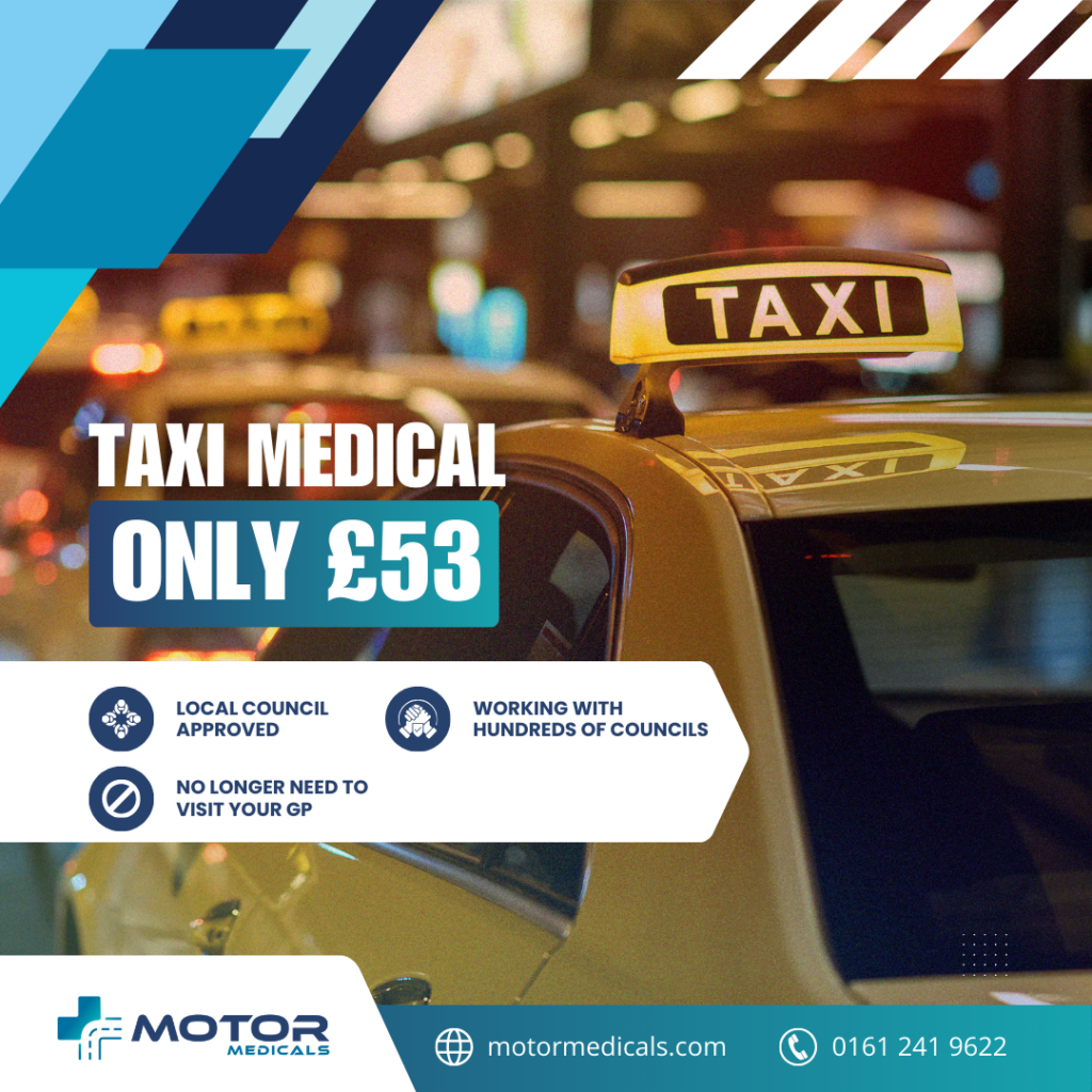 Affordable £53 Taxi Medicals at MotorMedicals Birmingham, call 0121 661 2739 or book online