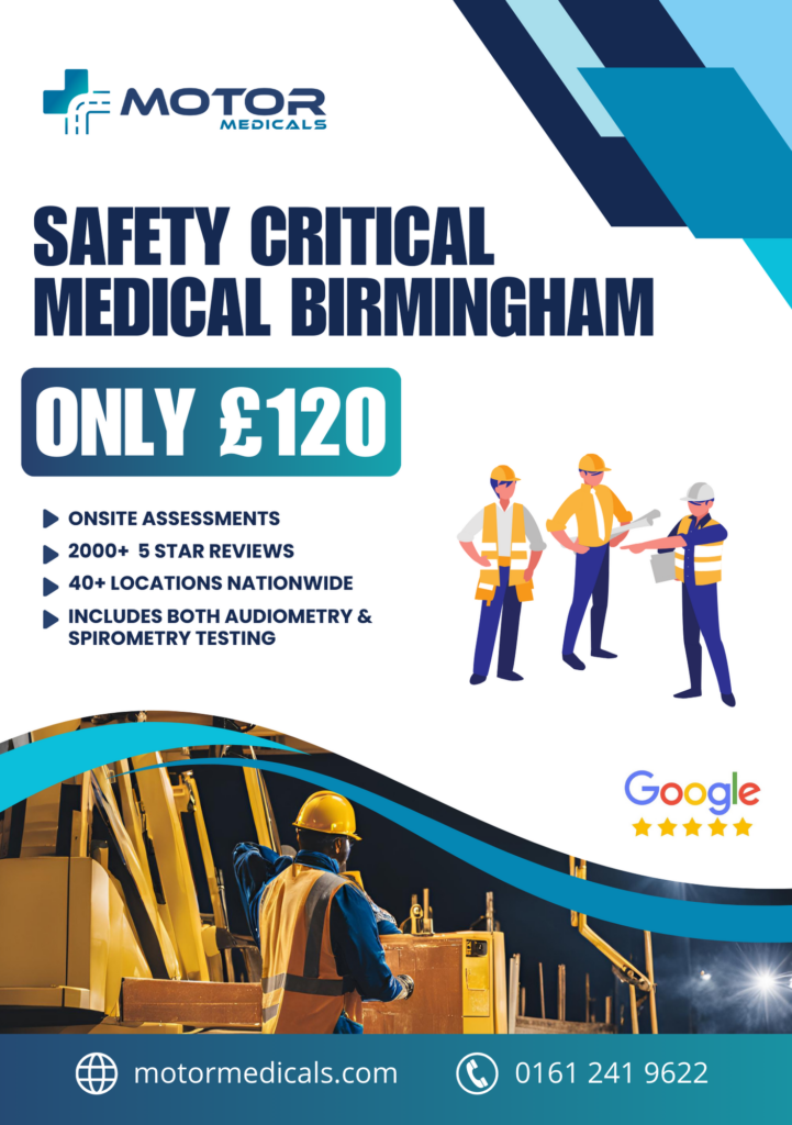 Certified Safety Critical Medicals in Birmingham at Hall Green Clinic – Contact 0121 661 2739."