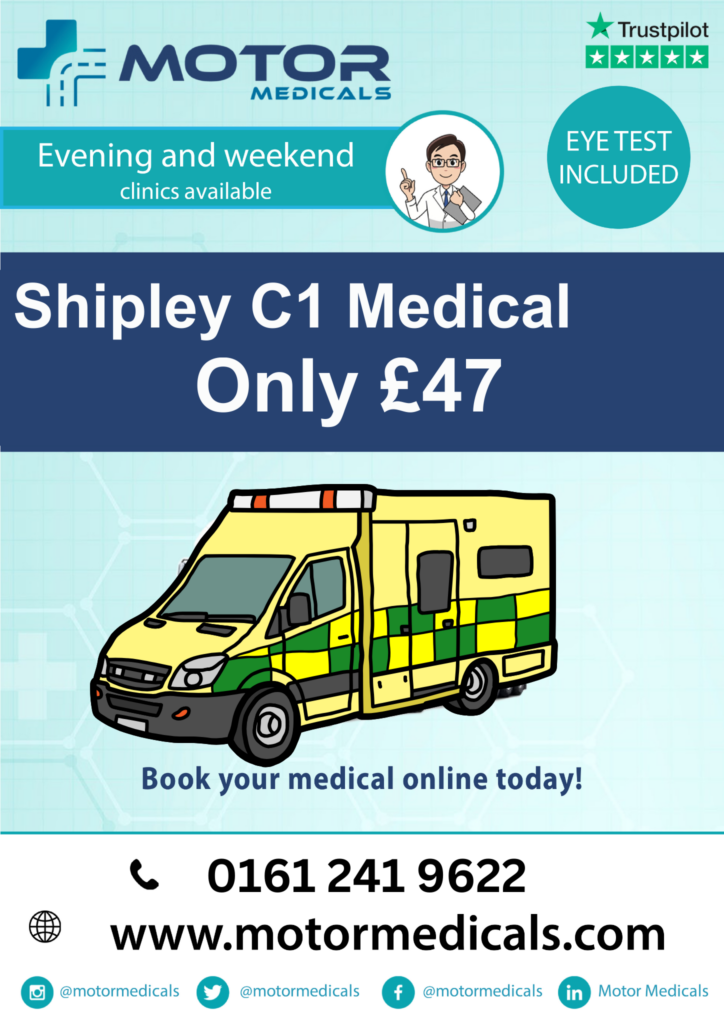 C1 ambulance medicals at MotorMedicals Shipley for £47."