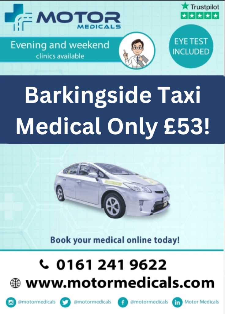 Taxi driver medicals for £53 at MotorMedicals Ilford, Barkingside.