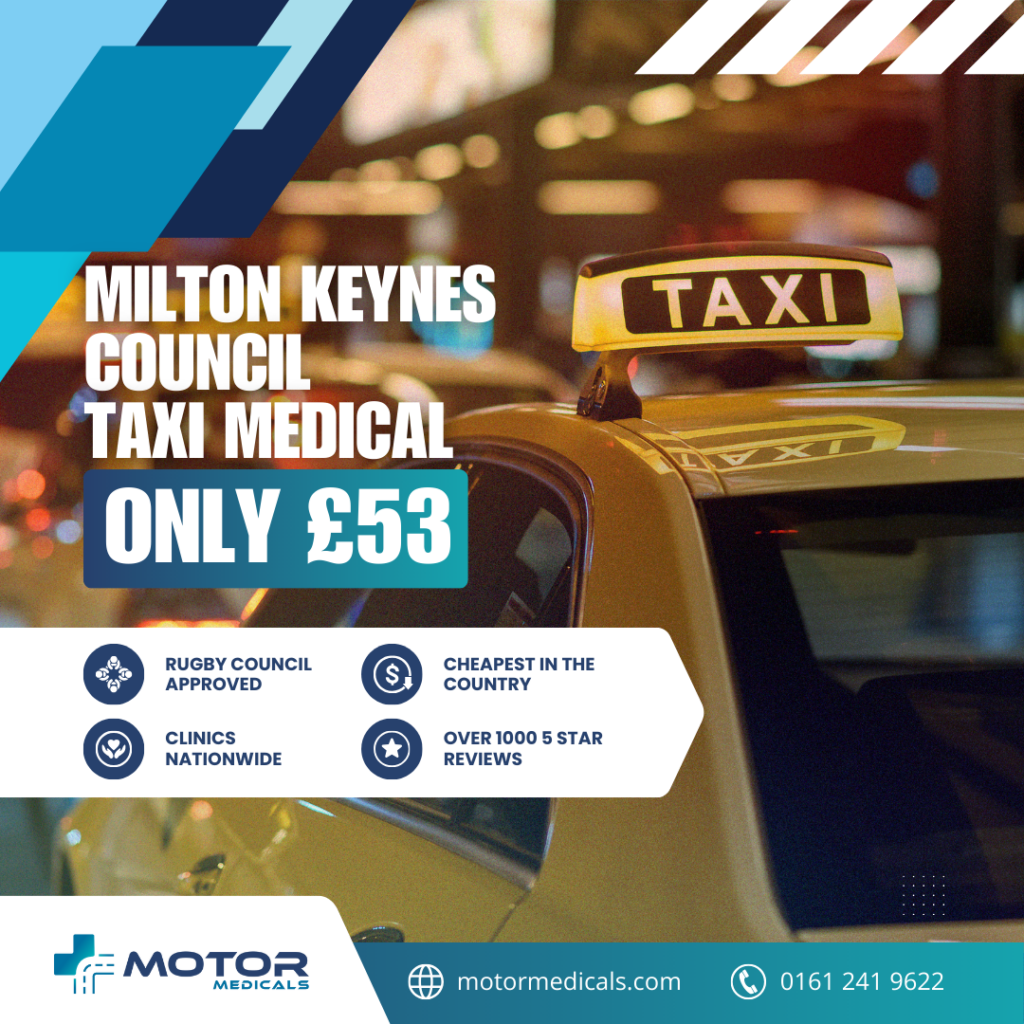 Taxi medicals in Milton Keynes for just £53, covering 100+ councils. Book your appointment today!