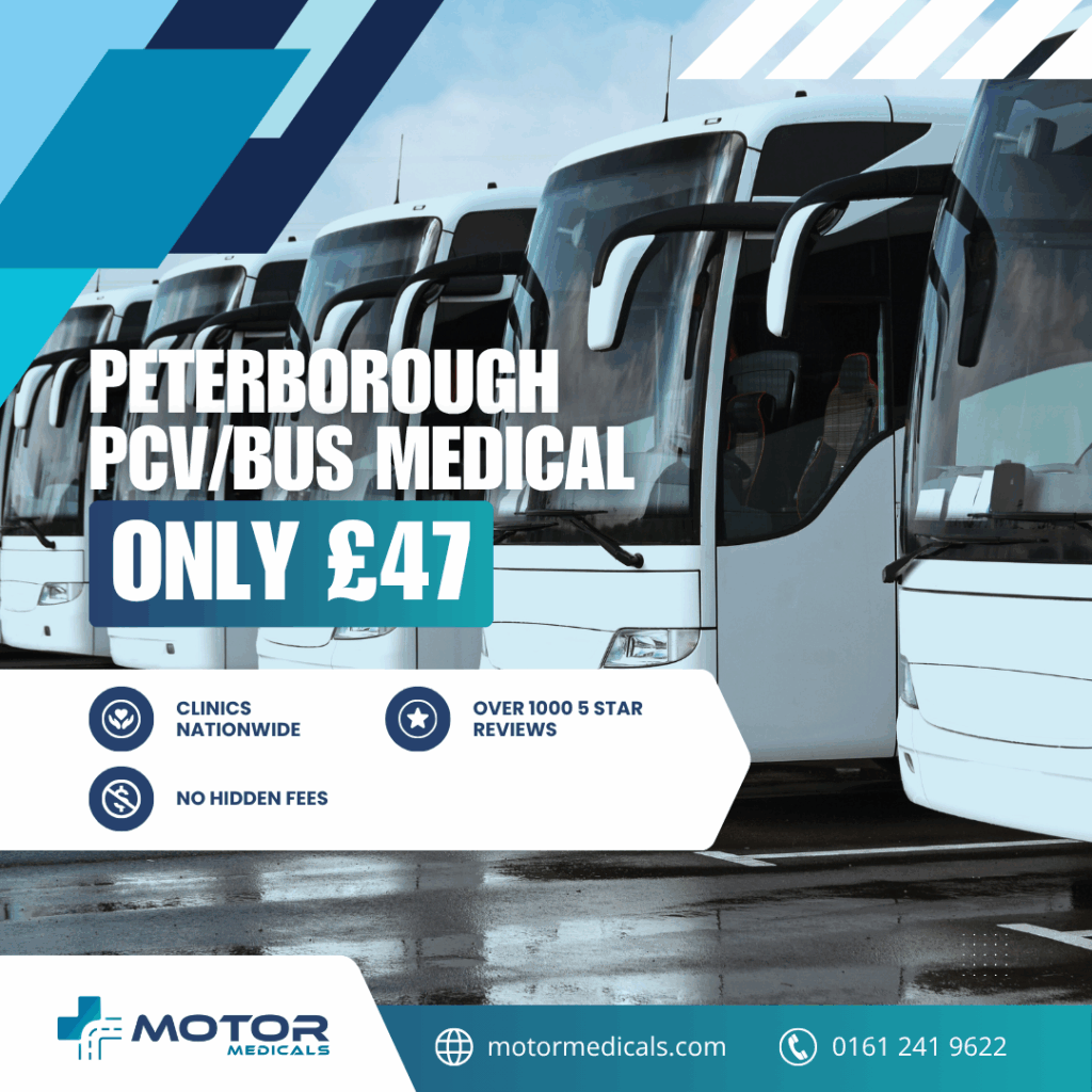 PCV bus medicals in Peterborough by Motor Medicals. Call 0161 241 9622 or book online at motormedicals.com.