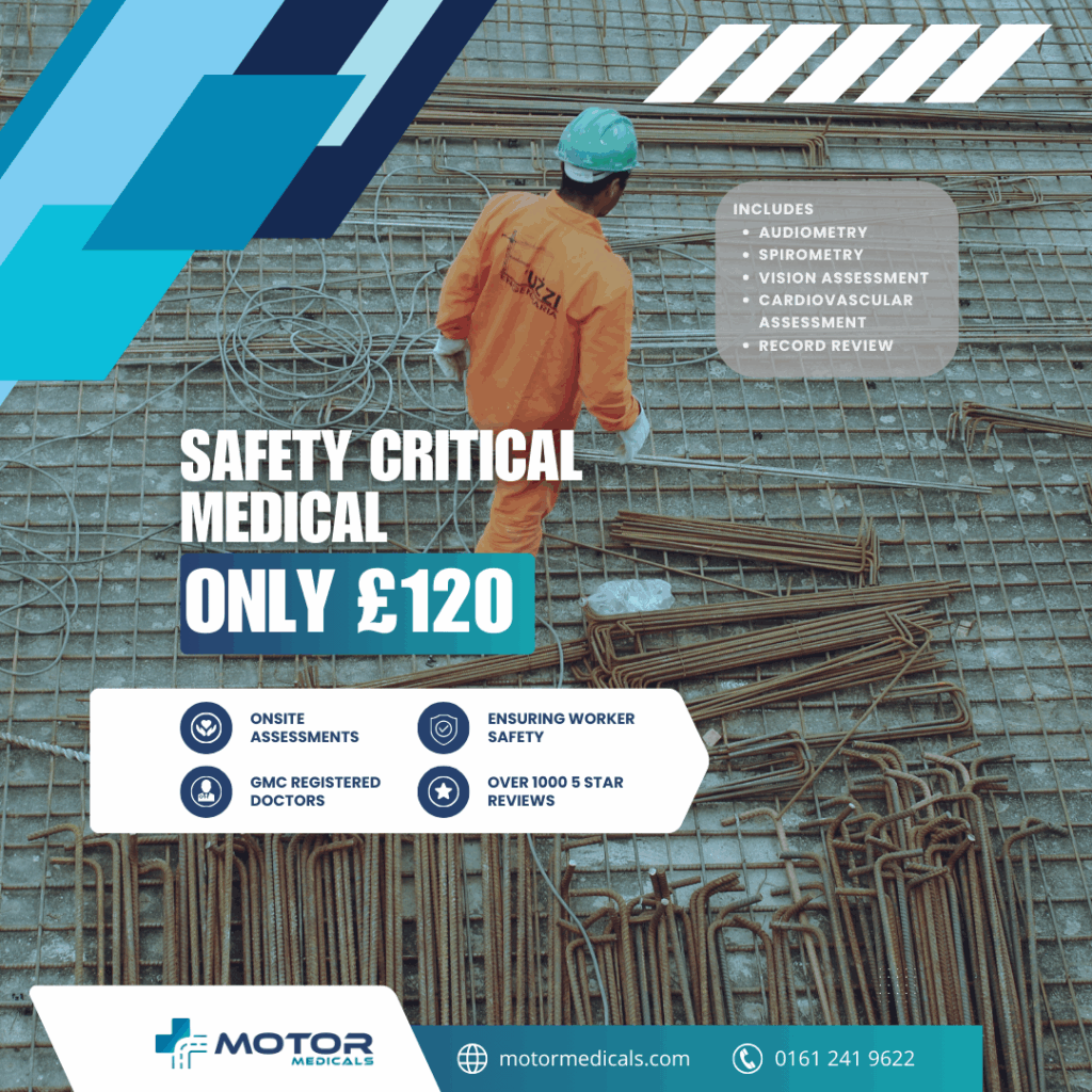 Book a safety critical medical for rail and construction workers at Motor Medicals