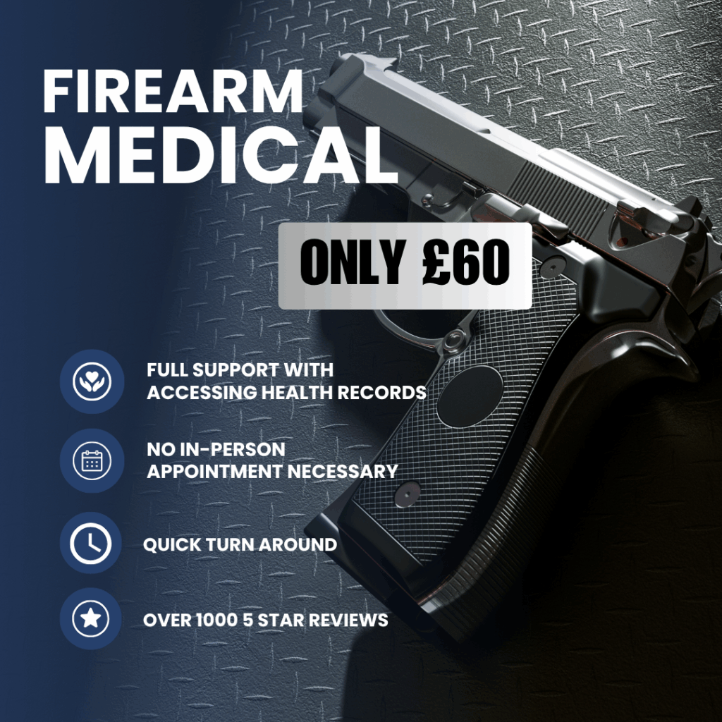 UK firearm licence applicant attending medical assessment at clinic
