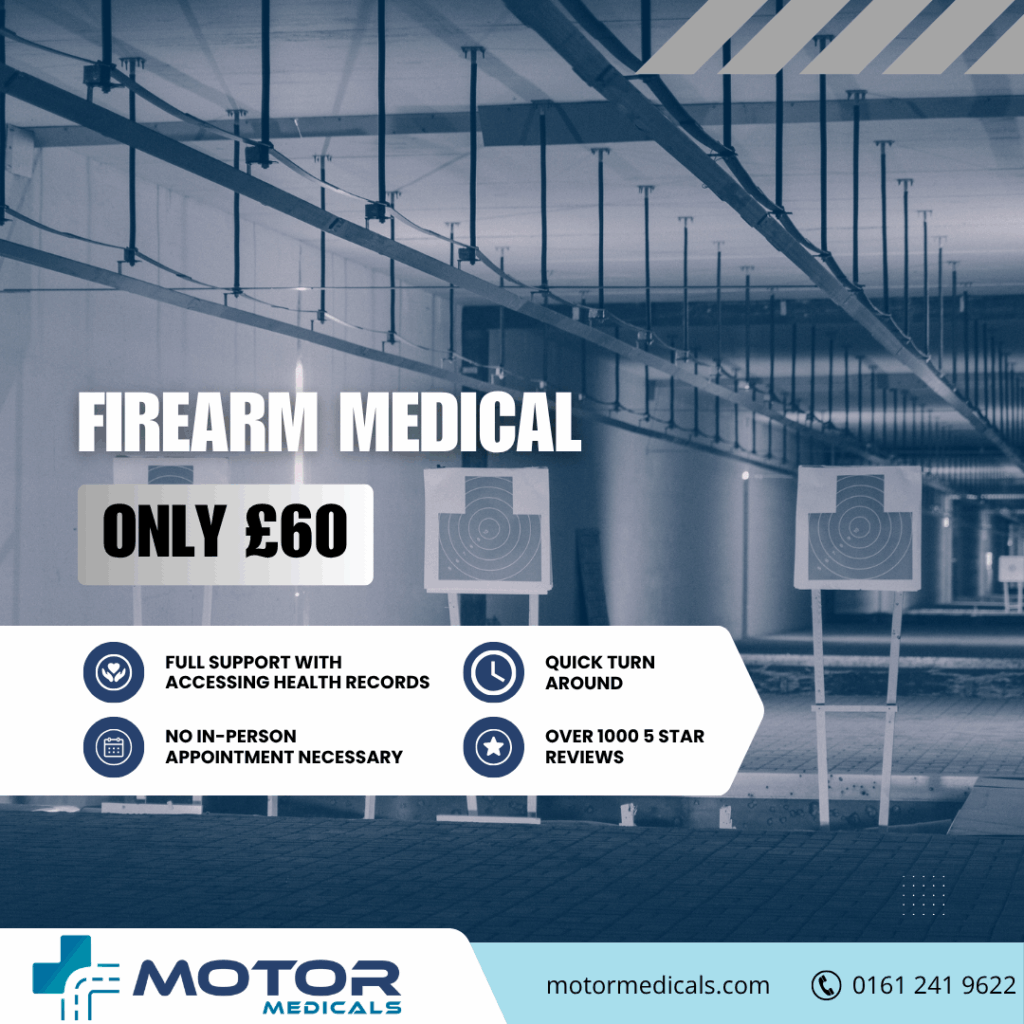 Shotgun license medical consultation UK doctor reviewing patient records