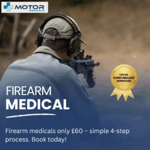 Firearm medical UK doctor completing shotgun licence medical assessment at Motor Medicals