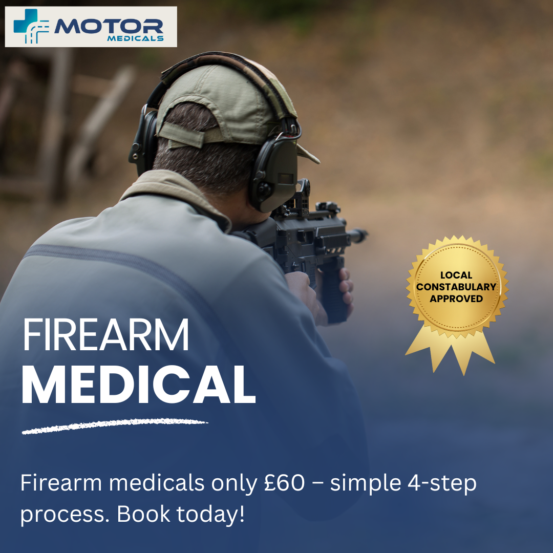 Firearm medical UK doctor completing shotgun licence medical assessment at Motor Medicals