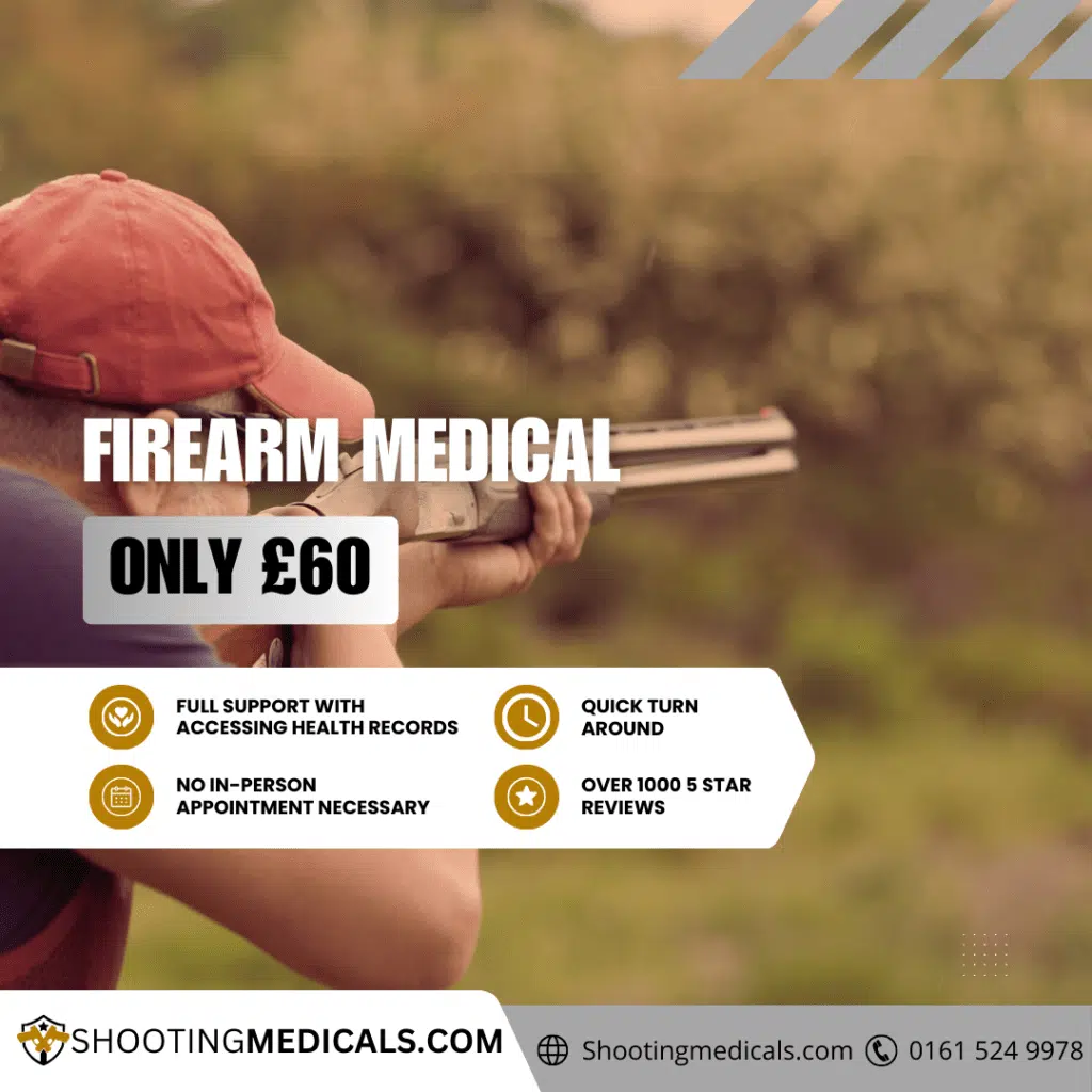 UK firearm medical assessment for license application at Motor Medicals clinic