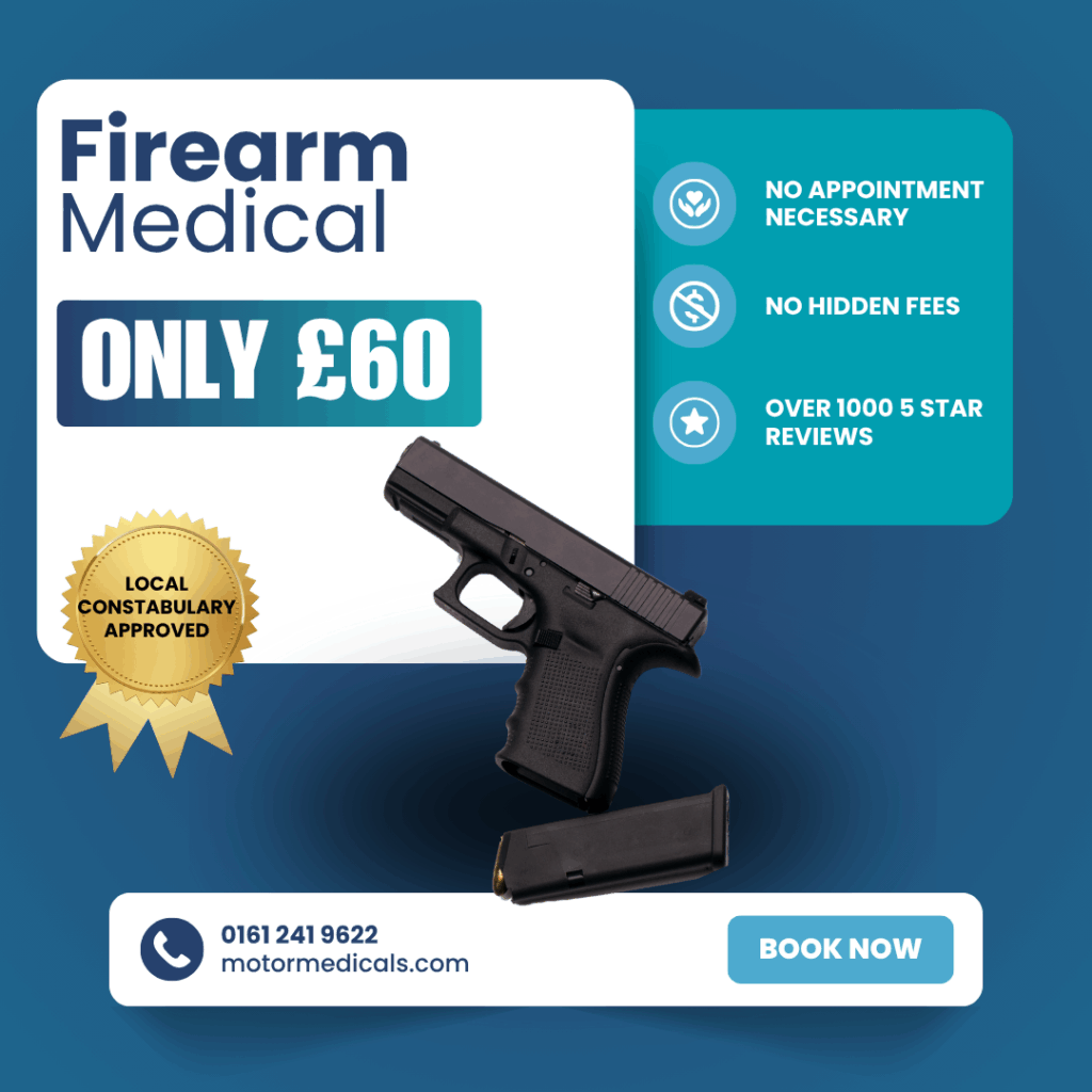 Firearms licensing medical report being completed by doctor in clinic