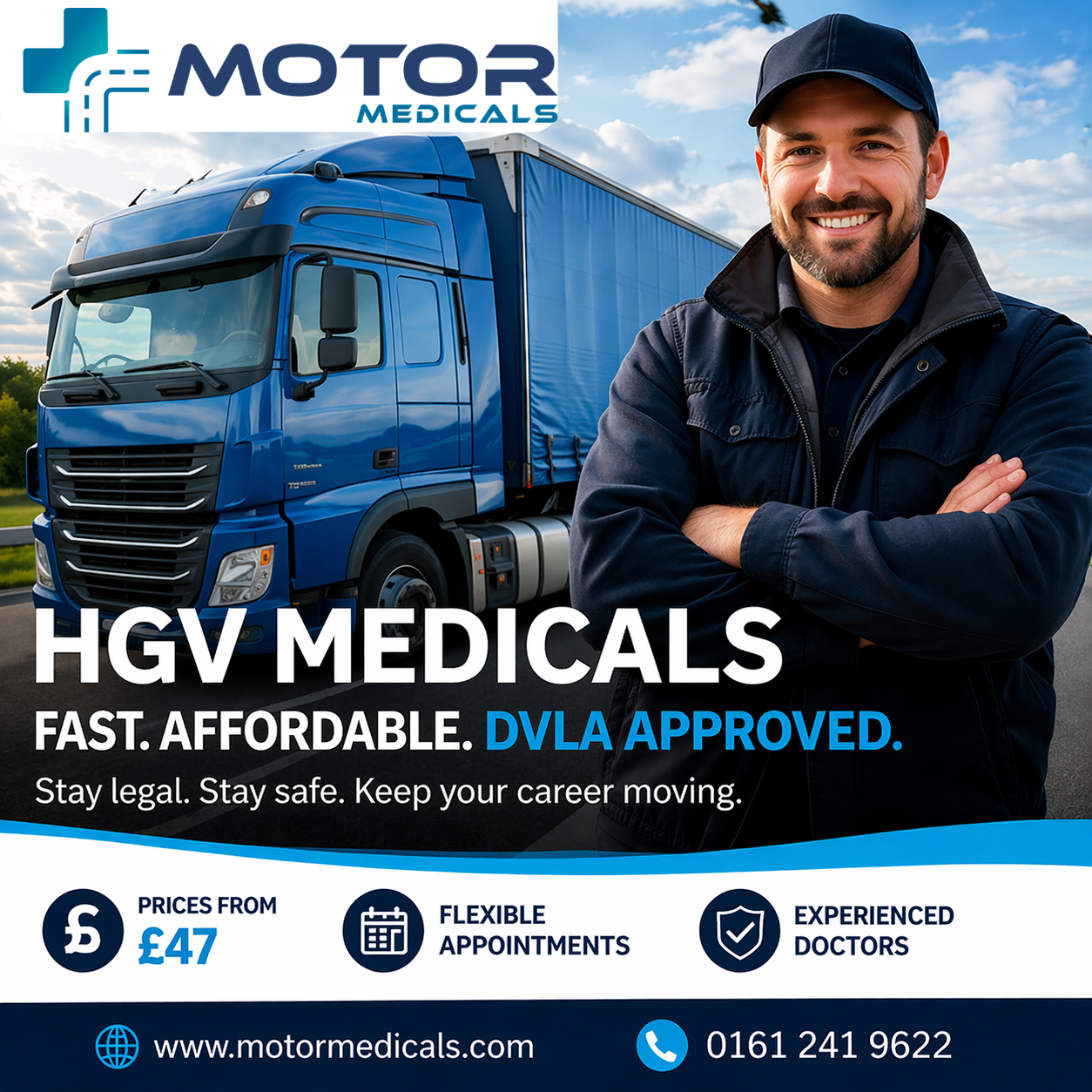 HGV medical check UK Motor Medicals www.motormedicals.com £47 0161 241 9622