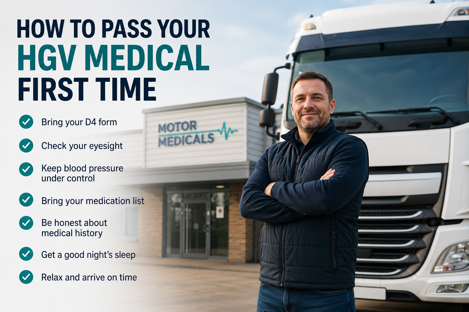 How to pass your HGV medical first time checklist with HGV driver and lorry