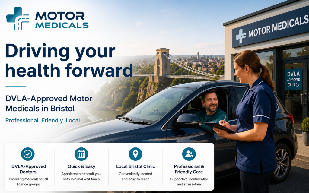 Driver medicals Bristol clinic with GMC-registered doctor and patient